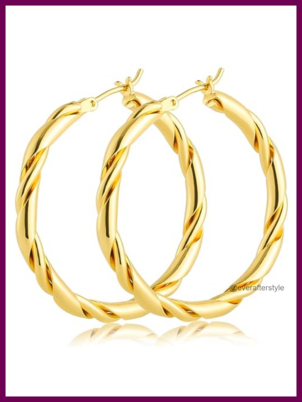 14K Gold Plated Twisted Hoop Earrings for Women - Hypoallergenic Clip On